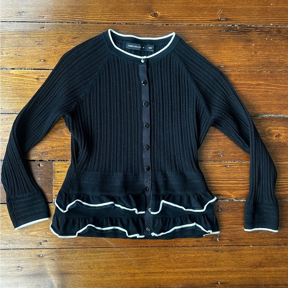KAREN MILLEN Ruffled Hem Knit Cardigan - Picture 4 of 7